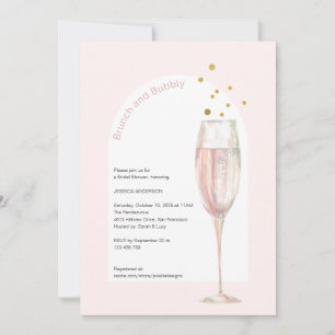 Modern Pink chic pop the bubbly champagne bridal Invitation