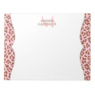 Modern Pink Choco Animal Print Girly Personalized Notepad
