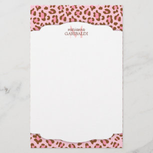 Modern Pink Choco Animal Print Girly Personalized Stationery