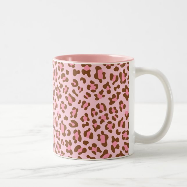 Modern Pink Choco Animal Print Girly Two-Tone Coffee Mug (Right)