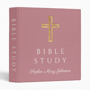 Modern Pink Christian Religious Cross Bible Study Binder
