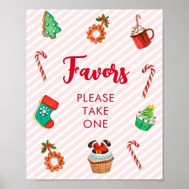 Modern Pink Christmas Favours Sign (Front)