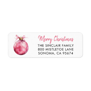 Modern Pink Christmas Return Address Label