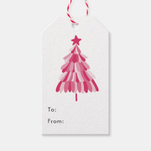 Modern Pink Christmas Tree Gift Tags