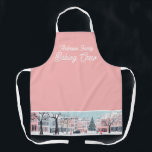 Modern Pink Christmas Winter City Baking Crew Apron<br><div class="desc">Modern Pink Christmas Winter City Baking Crew Apron</div>