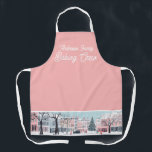 Modern Pink Christmas Winter City Baking Crew Apron<br><div class="desc">Modern Pink Christmas Winter City Baking Crew Apron</div>