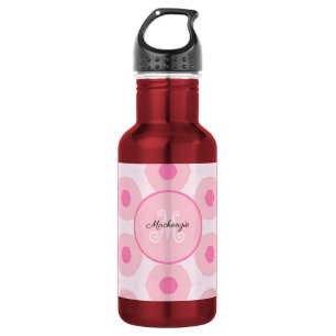 Modern Pink Circle Dots Geometric Monogram 532 Ml Water Bottle
