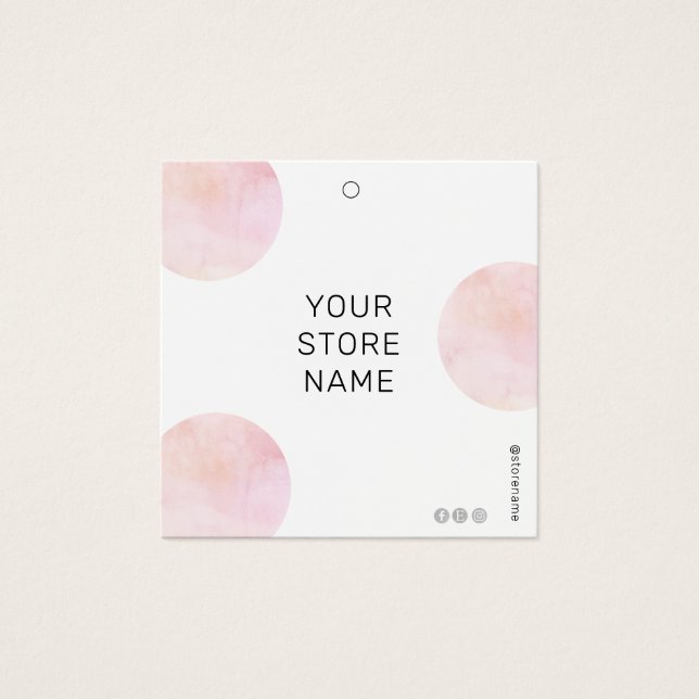 Modern Pink Circles Social Media Square Price Tag (Front)