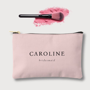 Modern Pink Classy Chic Bridesmaid Name Accessory Pouch