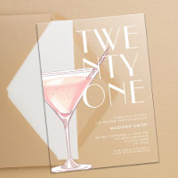 Modern Pink Cocktail 21st Birthday