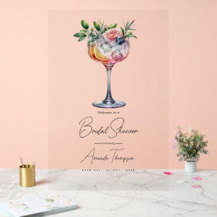 Modern Pink Cocktail Bridal Shower Welcome Acrylic Sign