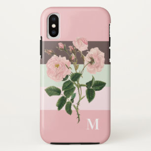 Modern Pink Colour Block Floral Monogram Case-Mate iPhone Case