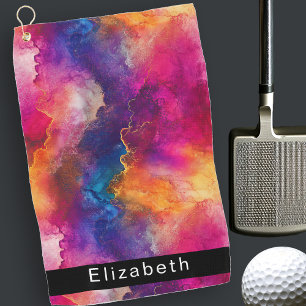 Modern Pink Colour Fusion Personalized Golf Towel