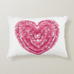 Modern Pink Confetti Heart   Valentine's Day Art Accent Pillow