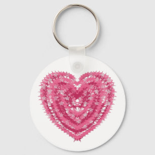 Modern Pink Confetti Heart   Valentine's Day Art Keychain