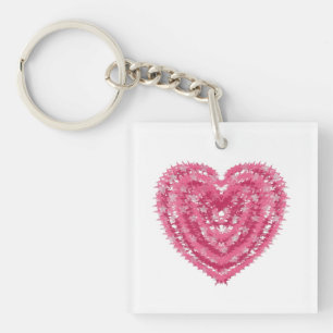 Modern Pink Confetti Heart   Valentine's Day Art Keychain