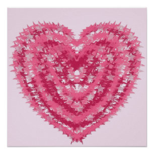 Modern Pink Confetti Heart   Valentine's Day Art Poster