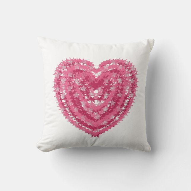 Modern Pink Confetti Heart | Valentine's Day Art Throw Pillow (Front)