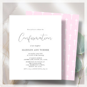 Modern Pink Confirmation Budget Invitation