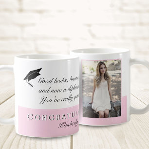 Modern Pink Congratulations Graduation Photo Coffee Mug
