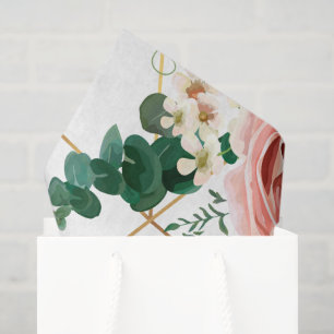 Modern Pink Coral Floral Watercolor Personalize  Tissue Paper