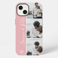 Modern pink couple names 3 photos collage grid
