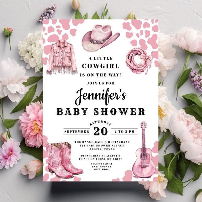 Modern Pink Cowgirl Baby Shower Invitation (Modern Pink Cowgirl Baby Shower Invitation)
