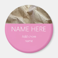 Modern Pink Crinkled Paper Name Chore Magnet