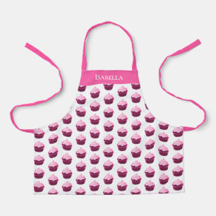 Modern Pink Cupcake Pattern Personalized Apron