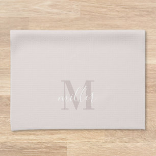 Modern Pink Custom Family Name Monogram Kitchen Towel