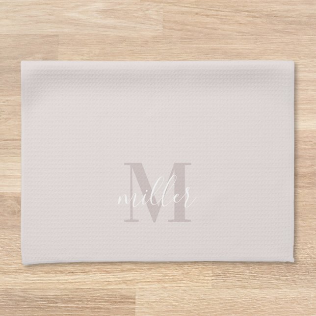 Modern Pink Custom Family Name Monogram Kitchen Towel (Creator Uploaded)