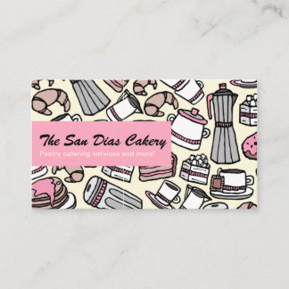 Modern Pink Dessert Pastry Bakery Catering Business Card