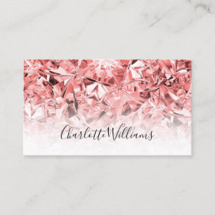Modern Pink Diamond Texture Trendy Girly Business Card