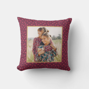 Modern Pink Dots Photo  Throw Pillow