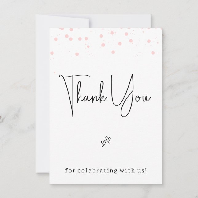 Modern Pink Dots Thank You Sign  Invitation (Front)
