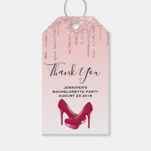 Modern Pink Dripping Glitter & High Heels Gift Tags