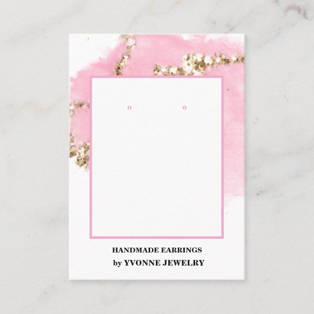 Modern Pink Earring Display  Business Card (Front)