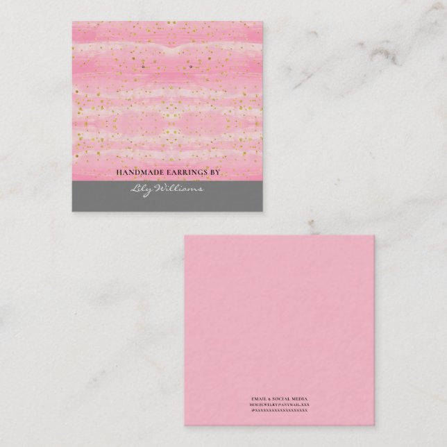 Modern Pink Earring Display Holder Card (Front/Back)