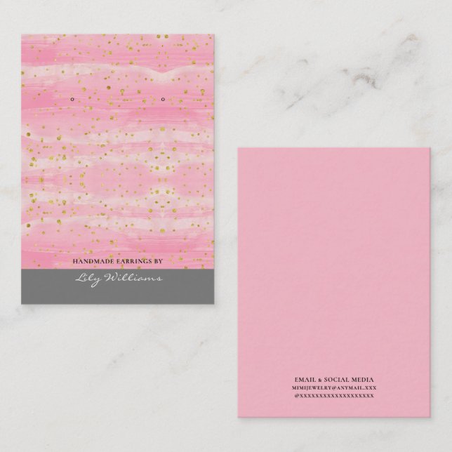 Modern Pink Earring Display Holder Card (Front/Back)