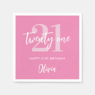Modern Pink Elegant 21st Birthday Napkin