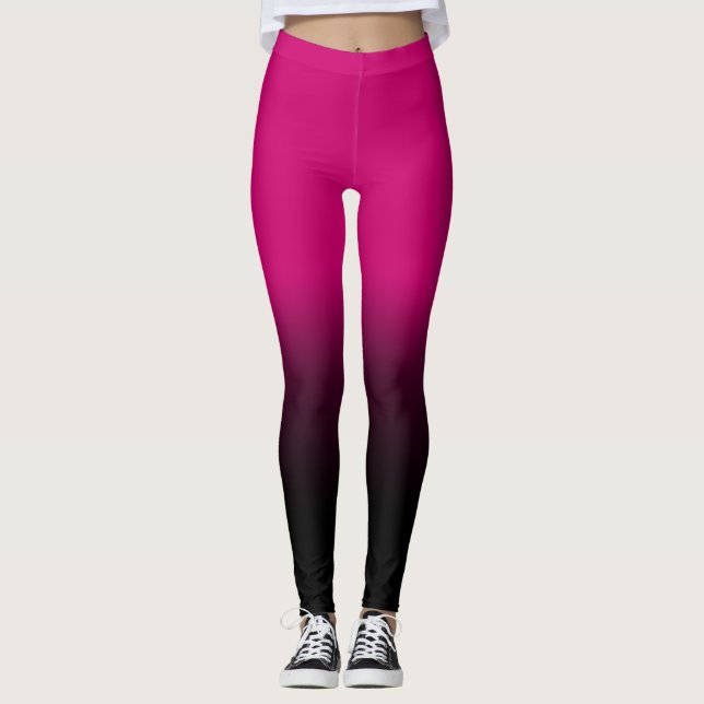 Modern pink, elegant black Leggings (Front)