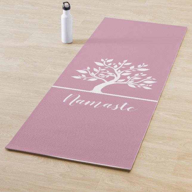 Modern Pink Elegant Classy Tree YOGA Instructor Yoga Mat (In Situ)