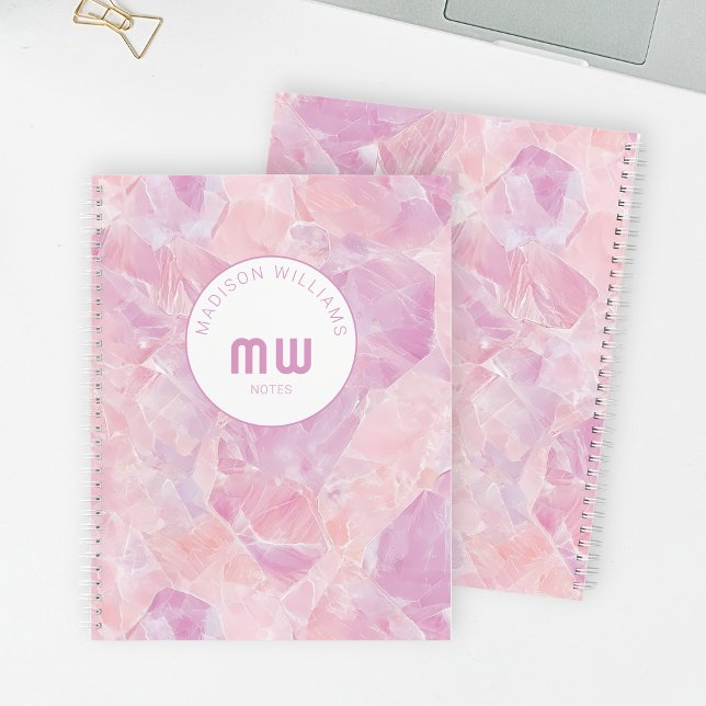 Modern Pink Elegant Glam Monogram Gemstone Marble Notebook (Modern Pink Elegant Glam Monogram Gemstone Marble Notebook)