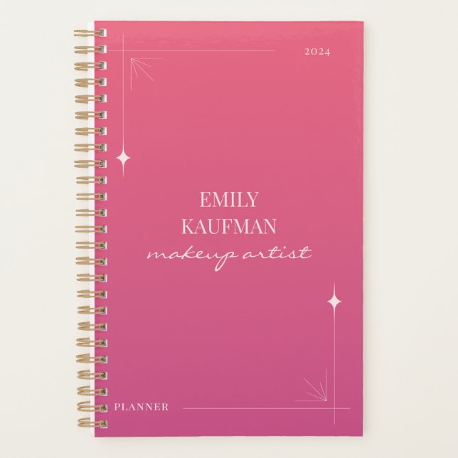 Modern Pink Elegant Makeup Artist Business Planner (Front)