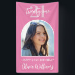Modern Pink Elegant Photo 21st Birthday Sign<br><div class="desc">A simple modern photo 21st birthday banner sign featuring your personalized photo and details in an elegant minimalist design of pink and white colour.</div>