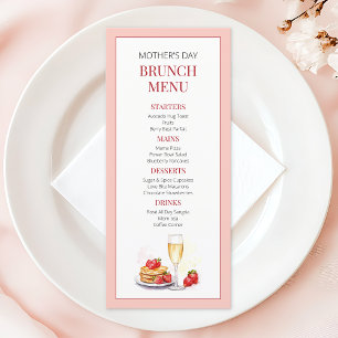 Modern Pink Elegant Simple Mother's Day Brunch Menu