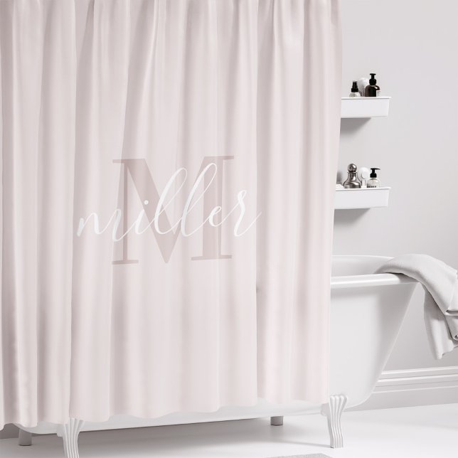 Modern Pink Family Name Monogram Shower Curtain (Creator Uploaded)