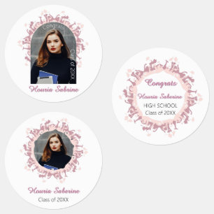 Modern Pink feminine Graduate silhouette Border 