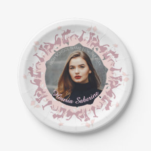 Modern Pink feminine Graduate silhouette Border  Paper Plate