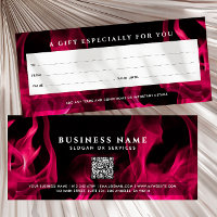 Modern Pink Flames QR Code Gift Certificate